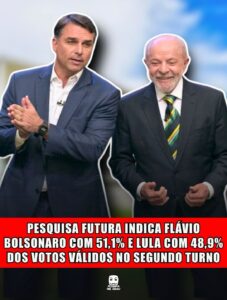 PESQUISA FUTURA INDICA FLÁVIO BOLSONARO COM 51,1% E LULA COM 48,9% DOS VOTOS VÁLIDOS NO SEGUNDO TURNO