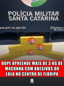 BOPE APREENDE MAIS DE 3 KG DE M4CONHA COM ADESIVOS DO LULA NO CENTRO DE FLORIPA