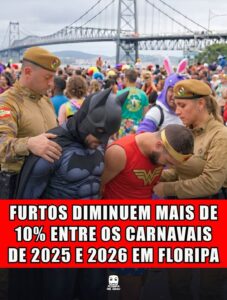 FURTOS DIMINUEM MAIS DE 10% ENTRE OS CARNAVAIS DE 2025 E 2026 EM FLORIPA